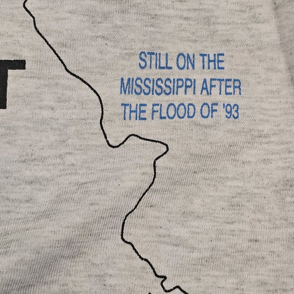 90s Mississippi River Flood Tshirt I Survived Tshirt Shirt Gray Sz S USA - Picture 6 of 11